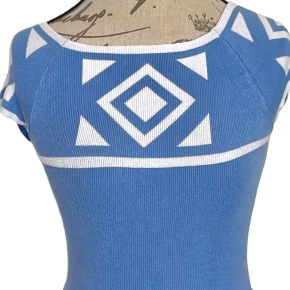 Subdued Womens Sweater Blue White One Size Ribbed Italy Soft Girl Coastal Knit - Picture 6 of 12